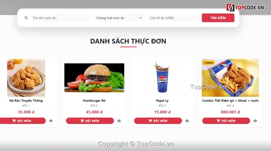 web,website đồ ăn nhanh,đặt đồ ăn